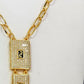 Luxury Gold Plated Rectangle Pendant Necklace