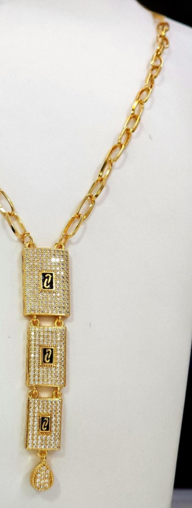 Luxury Gold Plated Rectangle Pendant Necklace