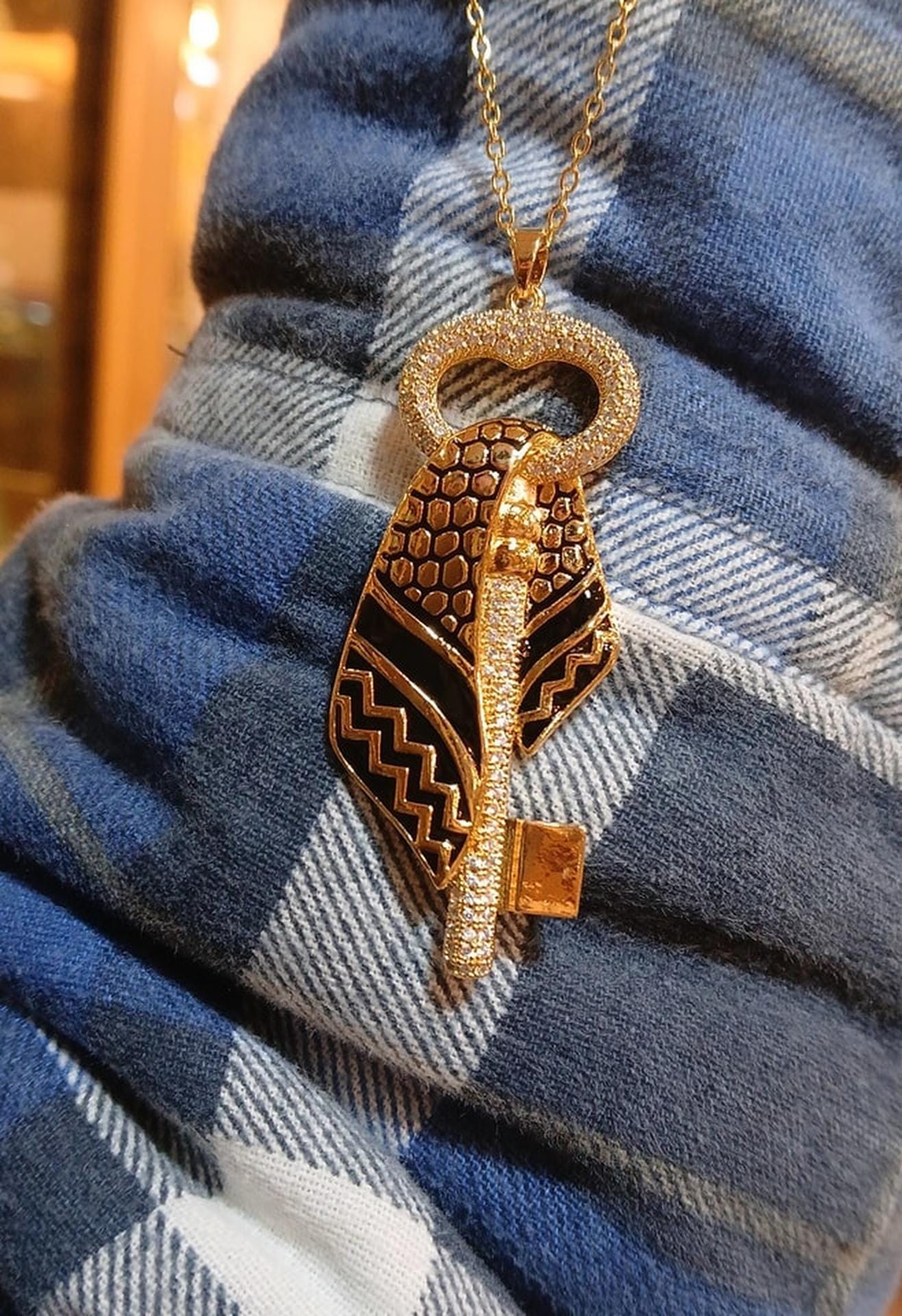 Luxury Gold Plated Palestine Map Necklace With Keffiyeh