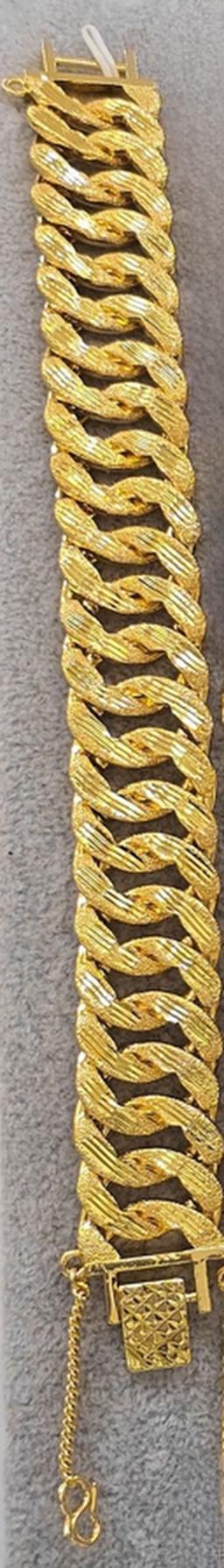 Luxury Gold Plated Chunky Chain Bracelet Textured Link Jewelry