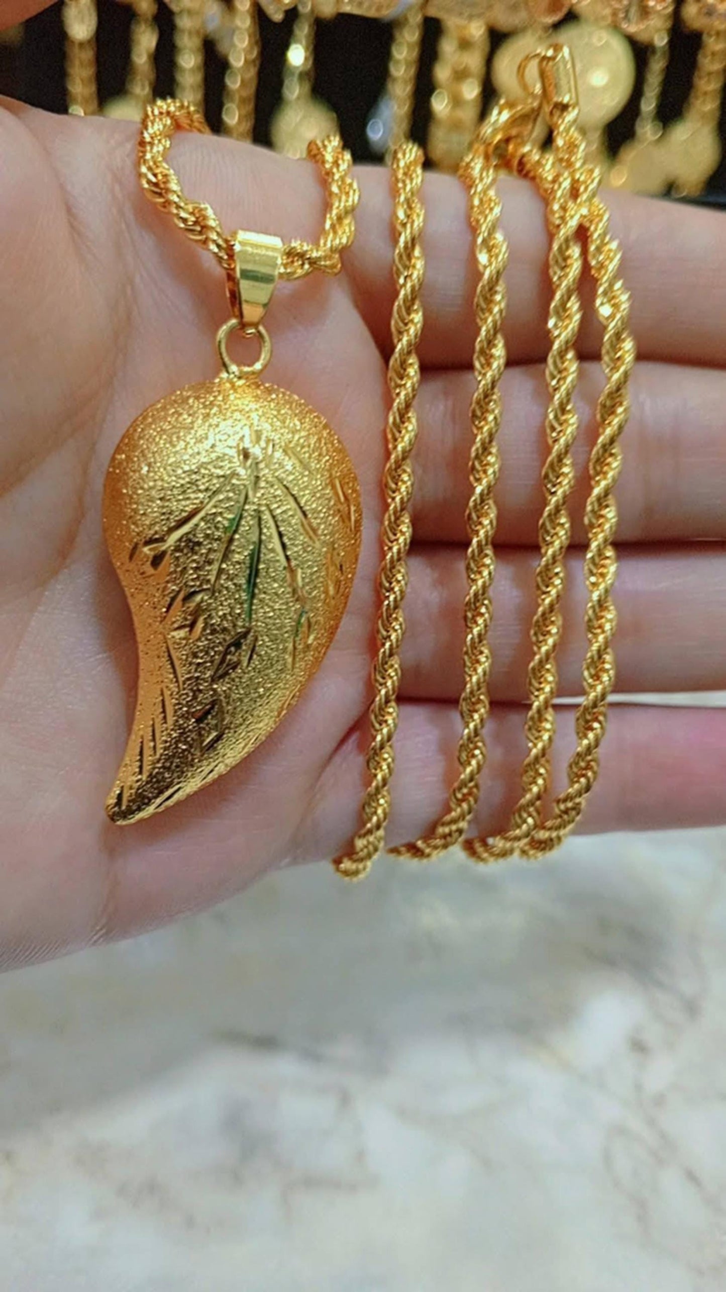 Luxury Gold Plated Rope Chain Pendant Necklace