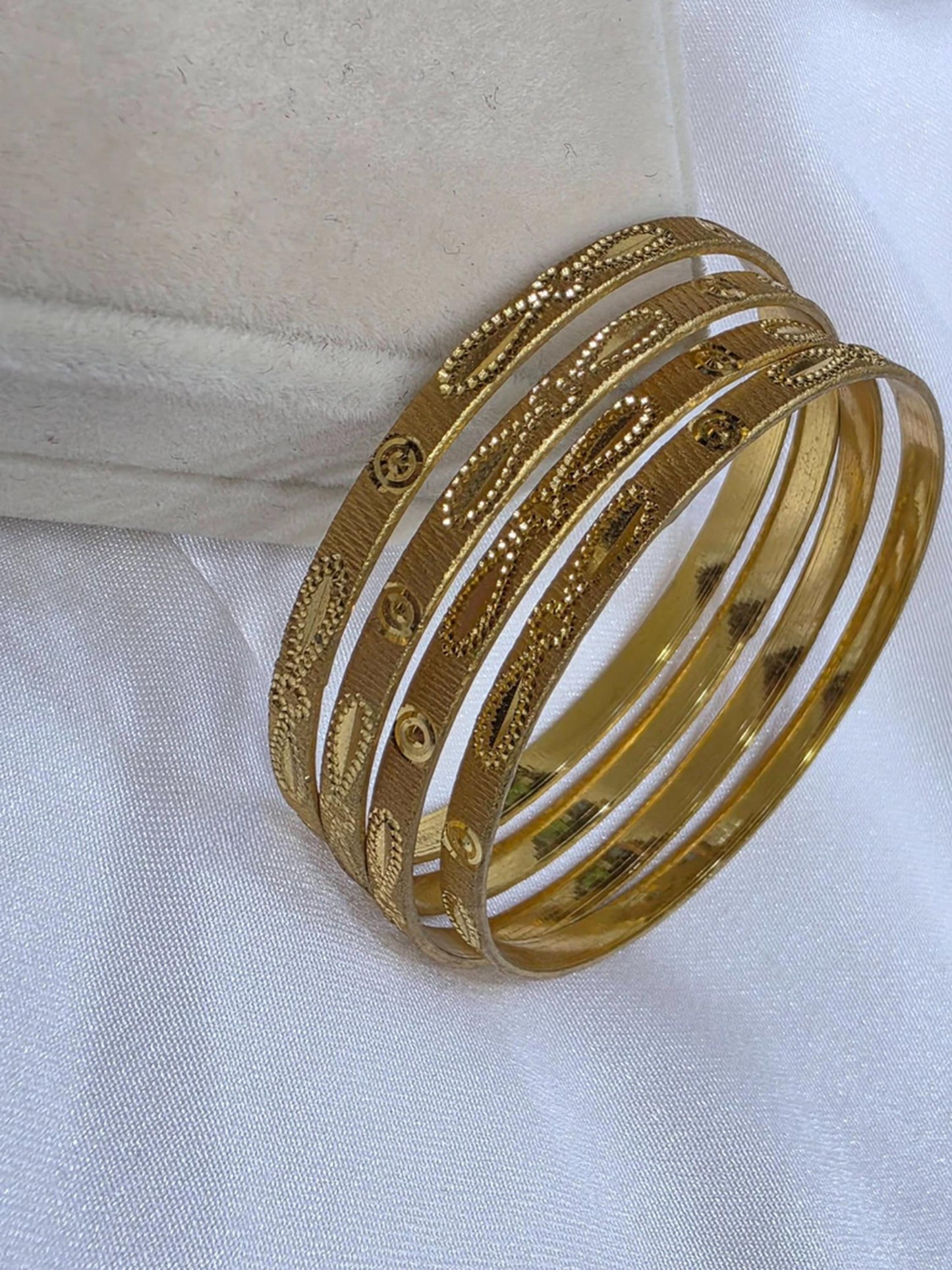 Luxury Gold Plated Bangle Set Stackable Bracelets