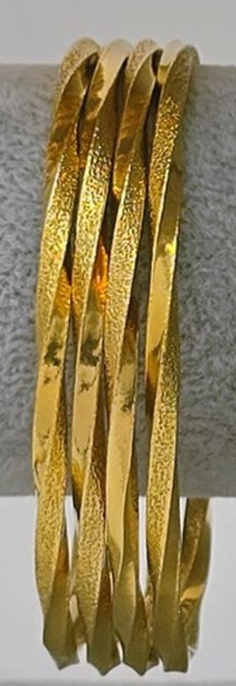Gold Plated Bangle Bracelet Set Textured Stackable Jewelry