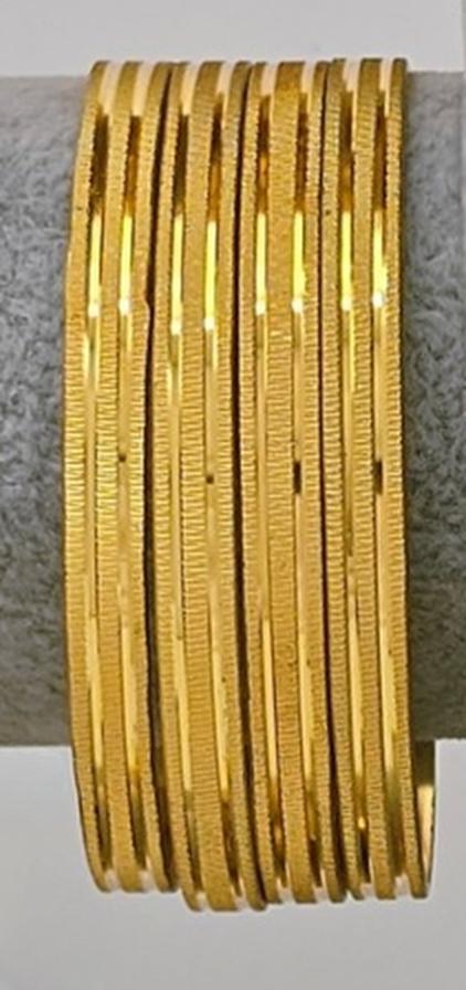 Gold Plated Bangle Bracelet Set Textured Stackable Jewelry