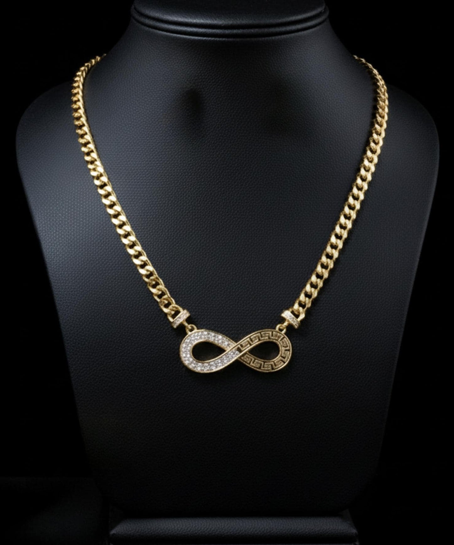 Elegant Gold Plated Infinity Jewelry Set • Crystal Greek Key Design • 4Pcs