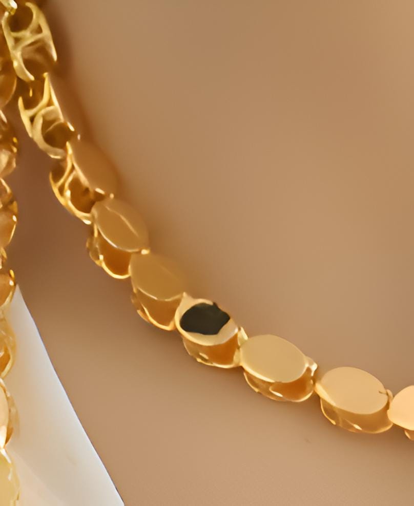 Gold-Plated Elegant Long Chain (حلبي) Necklace – 1 Meter – Luxurious Oval Links for Women