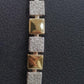 Elegant Two-Tone Heart & Geometric Link Bracelet Set • Shimmering Crystal Stacking