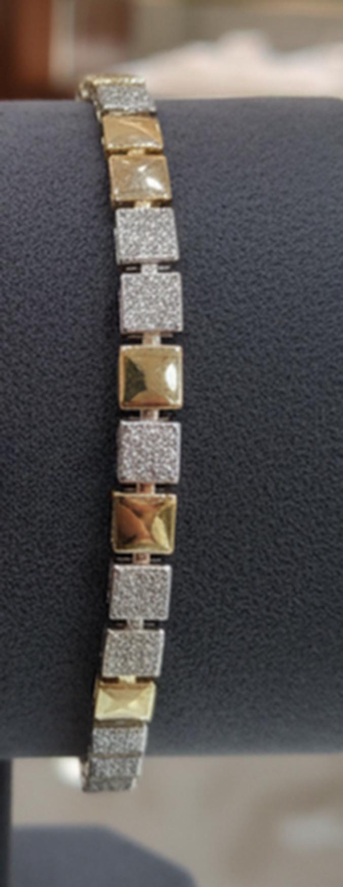 Elegant Two-Tone Heart & Geometric Link Bracelet Set • Shimmering Crystal Stacking