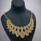 Gold Plated Filigree Jewelry Set Leaf Necklace Bracelet Earrings Ring