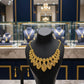 Gold Plated Filigree Jewelry Set Leaf Necklace Bracelet Earrings Ring