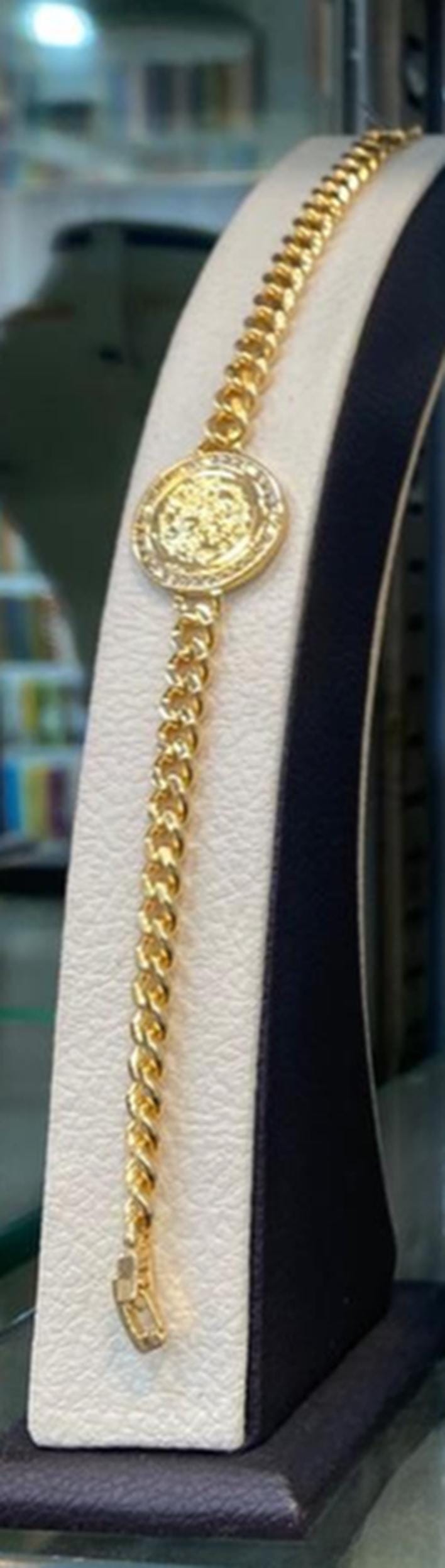 Gold Plated Coin Pendant Jewelry Set Cuban Chain Necklace Bracelet Earrings Ring