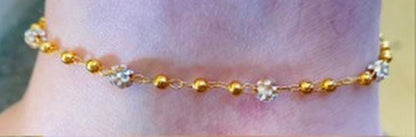 Gold-Plated Anklet Set – Adjustable Coin, Pearl & Crystal Charms Foot Jewelry
