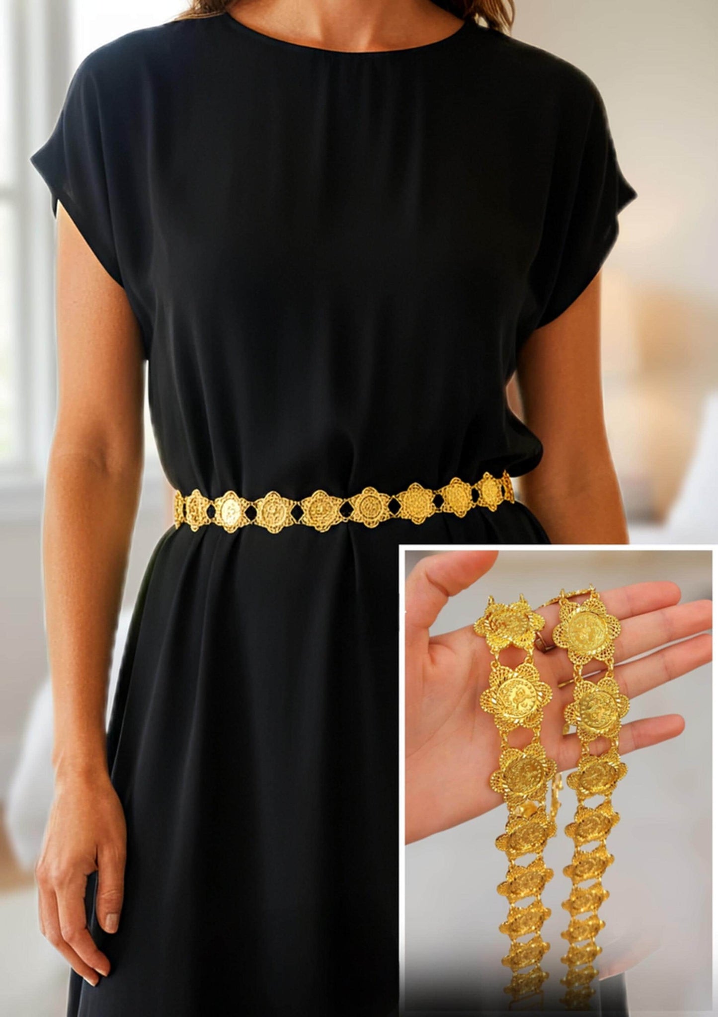 Gold Plated Coin Waist Chain Belt Vintage Body Jewelry