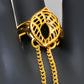 Gold-Plated Hand Chain Bracelet with Ring – Intricate Leaf Design – Elegant Arabic Jewelry for Women