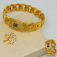 Gold-Plated Cuban Link Monaco Bracelet & Adjustable Ring Set – Sparkling Pave Stone Jewelry