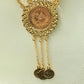 Gold-Plated Ottoman Medallion Necklace Set | Turkish Lira Coin Pendant Jewelry | Traditional Heritage Gift
