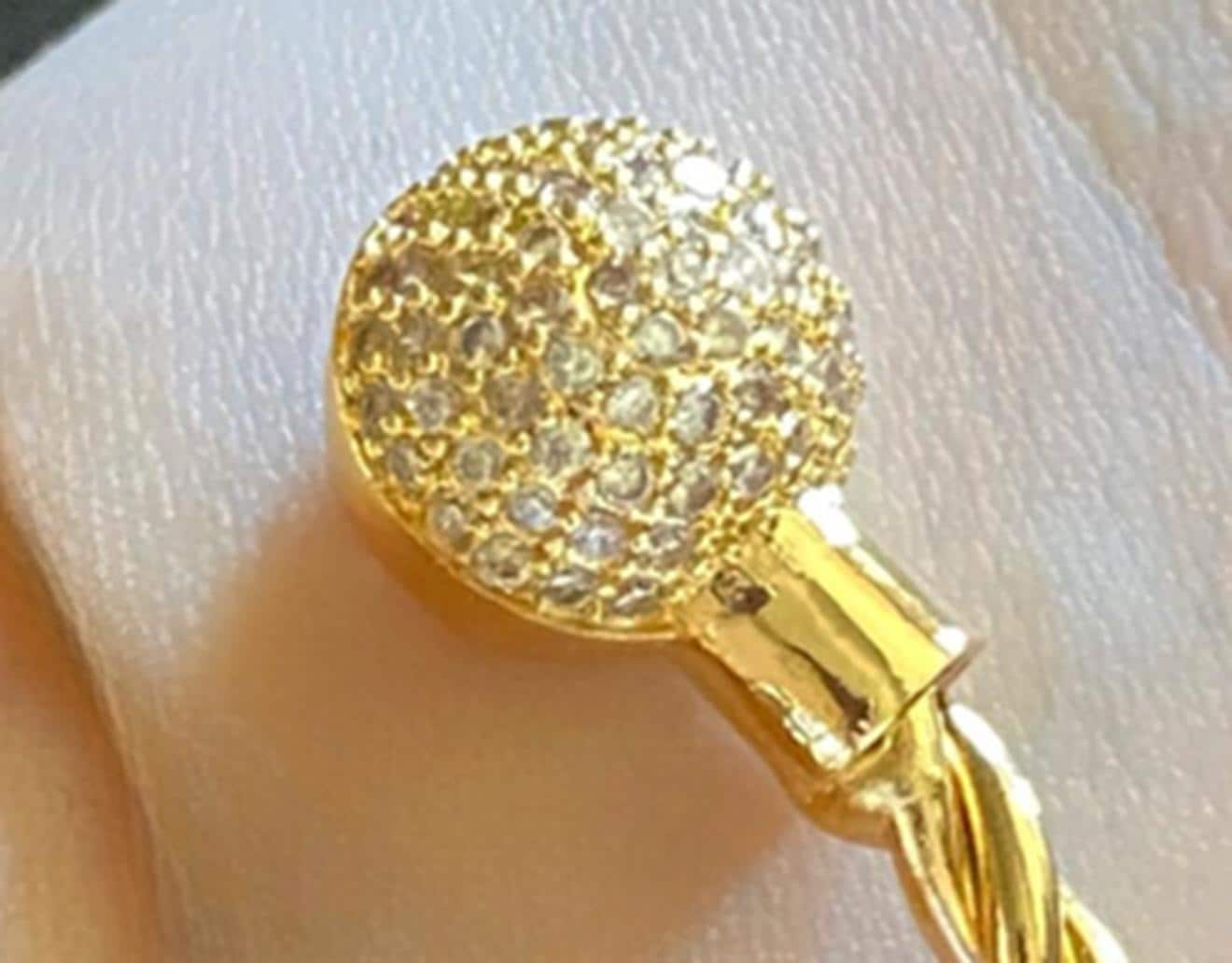 Gold-Plated Crystal Ball Cable Bracelet Set – 2-Piece Sparkling Twisted Bangles