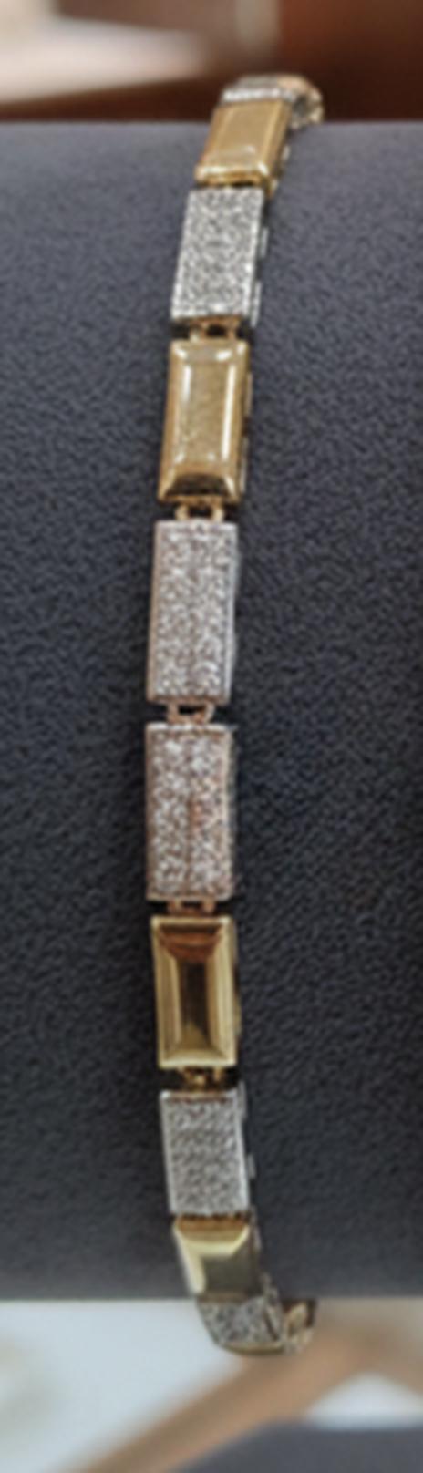Elegant Two-Tone Heart & Geometric Link Bracelet Set • Shimmering Crystal Stacking