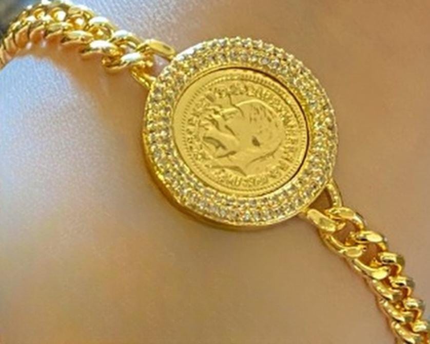 Gold-Plated Ottoman Coin Bracelet Set: Vintage Style, Adjustable Fit