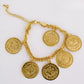Gold-Plated Ottoman Coin Bracelet | Vintage Turkish Charm Jewelry | Adjustable Chain | Not Real Gold