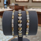 Elegant Two-Tone Heart & Geometric Link Bracelet Set • Shimmering Crystal Stacking
