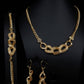 Luxury Gold Plated Chunky Link Jewelry Set • Textured Statement Necklace & Earrings