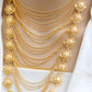 Gold-Plated Bridal Jewelry Set – Floral Necklace & Statement Earrings