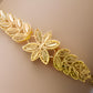 Gold-Plated Floral Leaf Jewelry Set | Elegant Women's Necklace, Bracelet, Earrings & Ring | Lightweight Bridal Jewelry