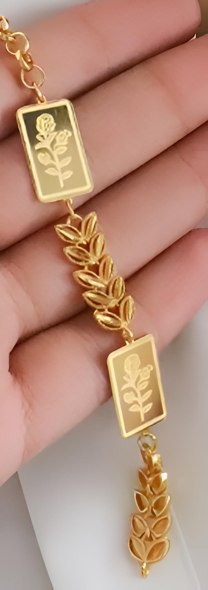 Gold-Plated Floral Jewelry Set – Arabic Wedding Bracelet, Earrings & Ring