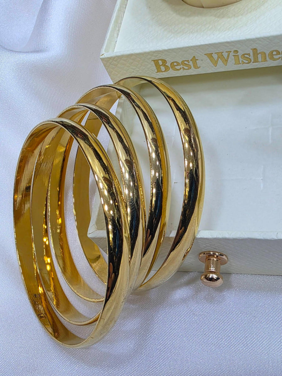 Luxury Gold Plated Bangle Set Stackable Bracelets