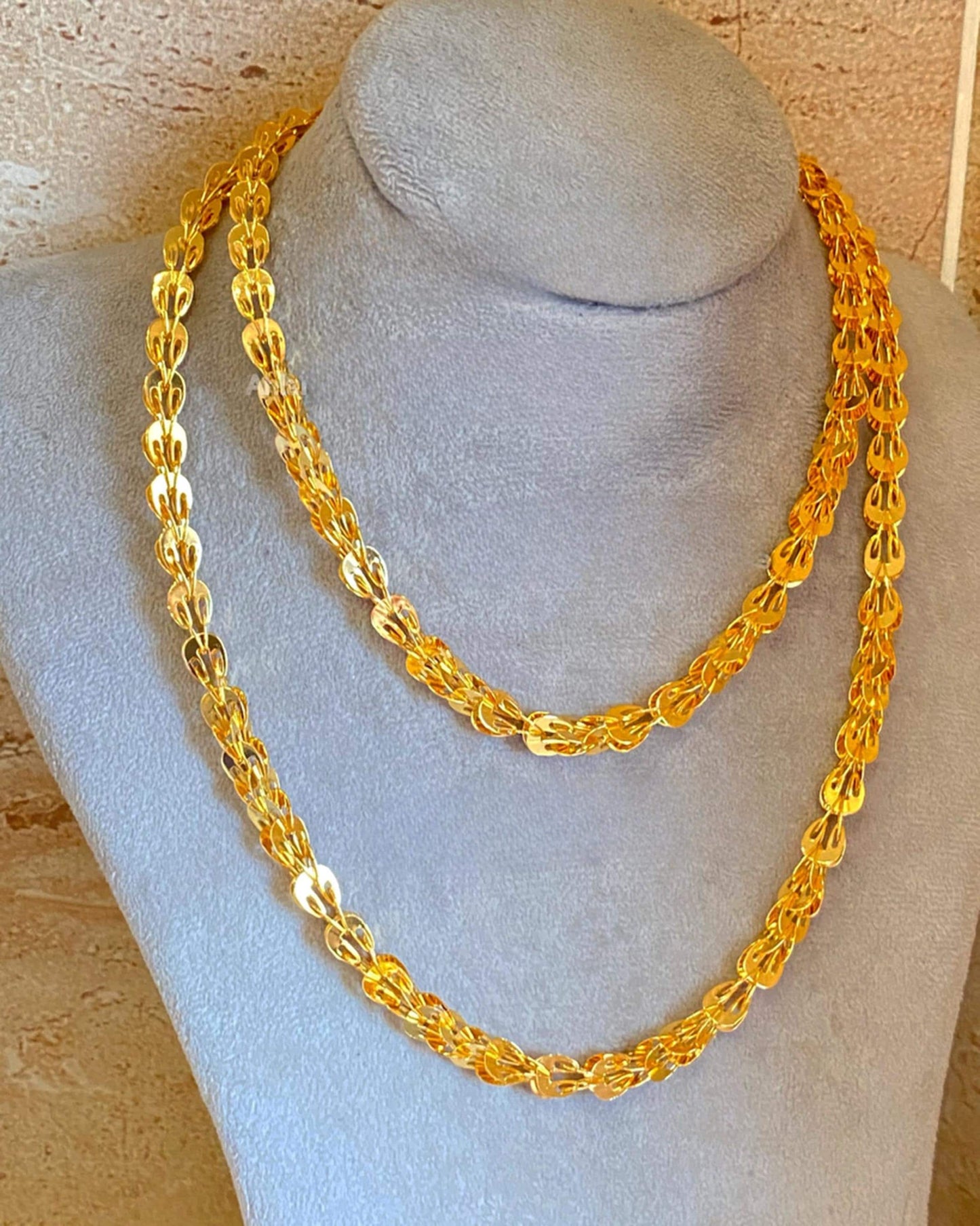 Gold-Plated Chain Necklace: 100cm " HALABY " Style Statement Jewelry