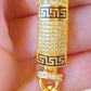 Gold-Plated Greek Key Jewelry Set: Pave Crystal Necklace, Bracelet, Earrings & Ring