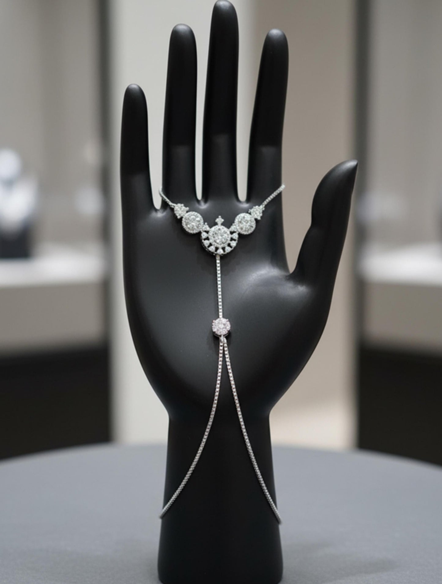Luxury Silver Hand Chain Bracelet Elegant Bridal Slave Jewelry