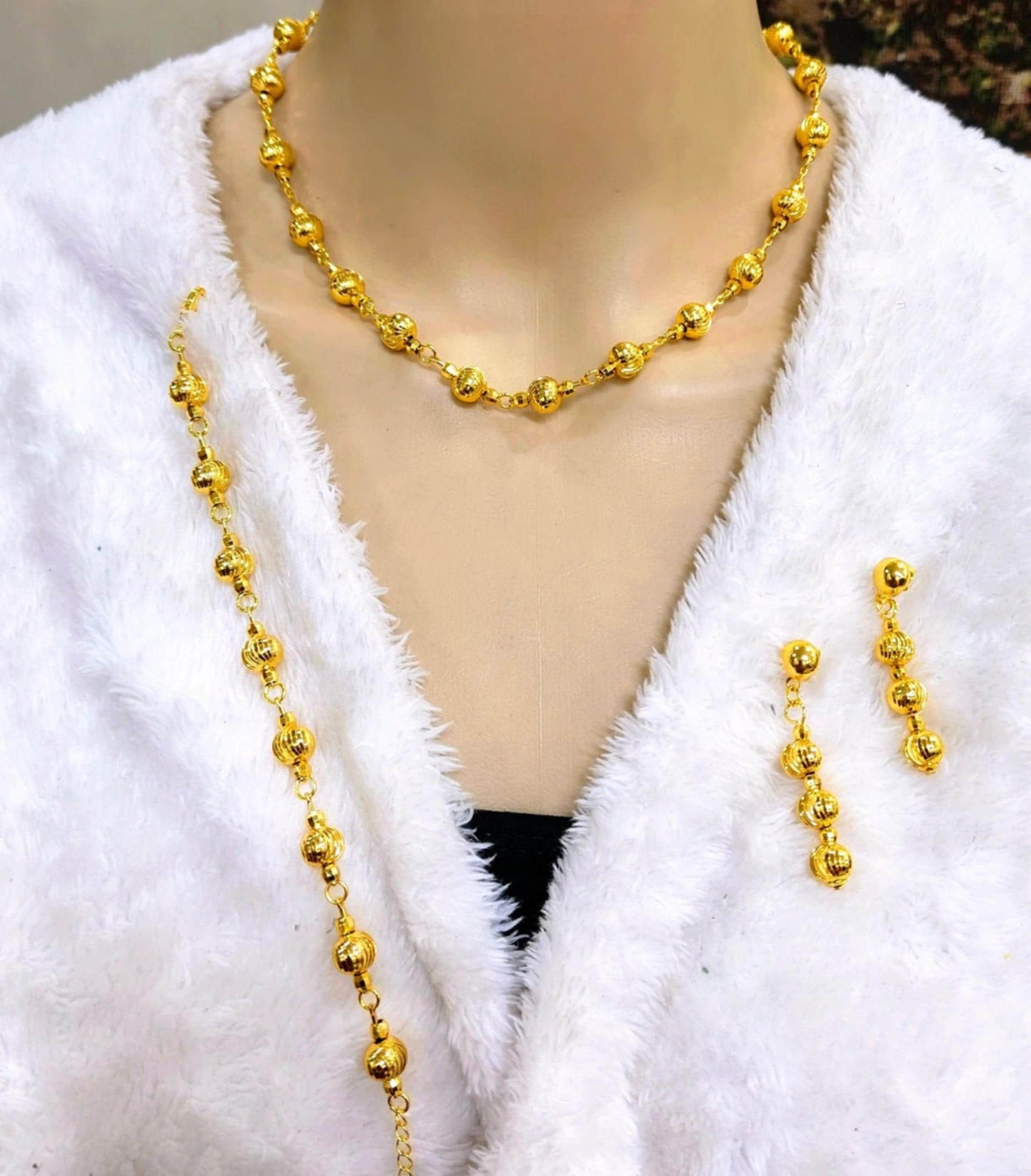 Luxury Gold Plated Beaded Jewelry Set Elegant