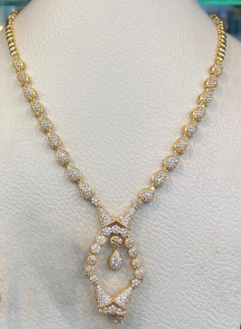 Gold Plated Bridal Jewelry Set Luxury Necklace Earrings Bracelet Ring Elegant