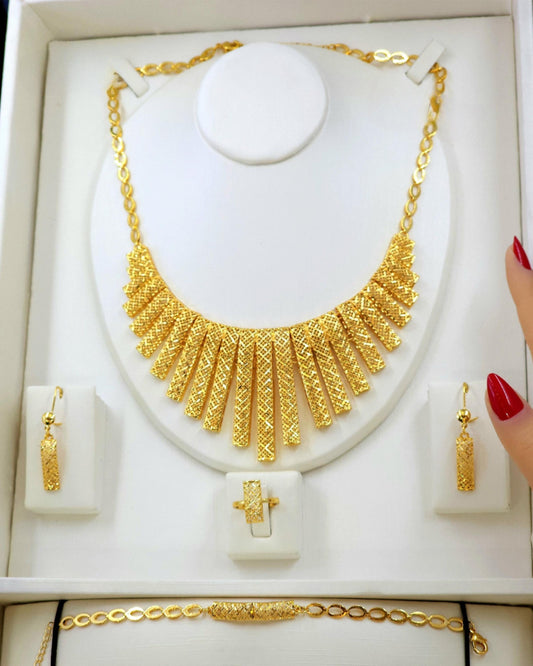Gold Plated Sunburst Statement Jewelry Set Luxury