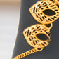 Gold-Plated Hand Chain Bracelet with Ring – Intricate Leaf Design – Elegant Arabic Jewelry for Women