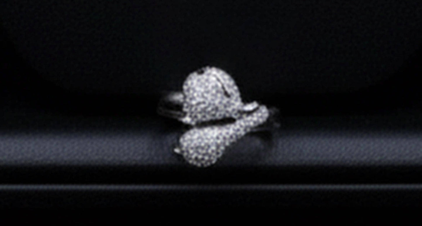 Romantic Silver Heart Crystal Hand Harness • Dainty Love Slave Bracelet Ring
