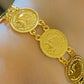 Gold-Plated Ottoman Coin Bracelet Set: Vintage Style, Adjustable Fit