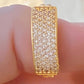 Gold-Plated Cuban Link Jewelry Set: Pave Crystal Necklace, Bracelet, Earrings & Ring