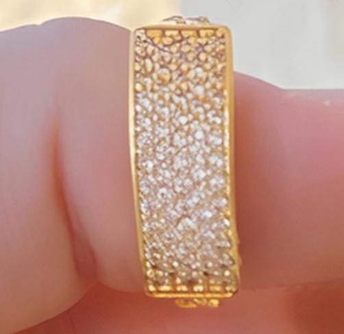 Gold-Plated Cuban Link Jewelry Set: Pave Crystal Necklace, Bracelet, Earrings & Ring