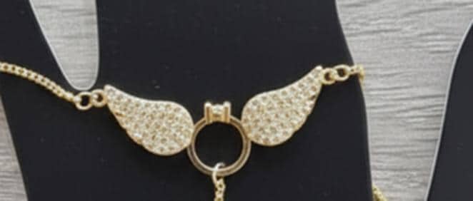 Dainty Angel Wings Gold Hand Harness • Sparkling Guardian Wing Slave Bracelet