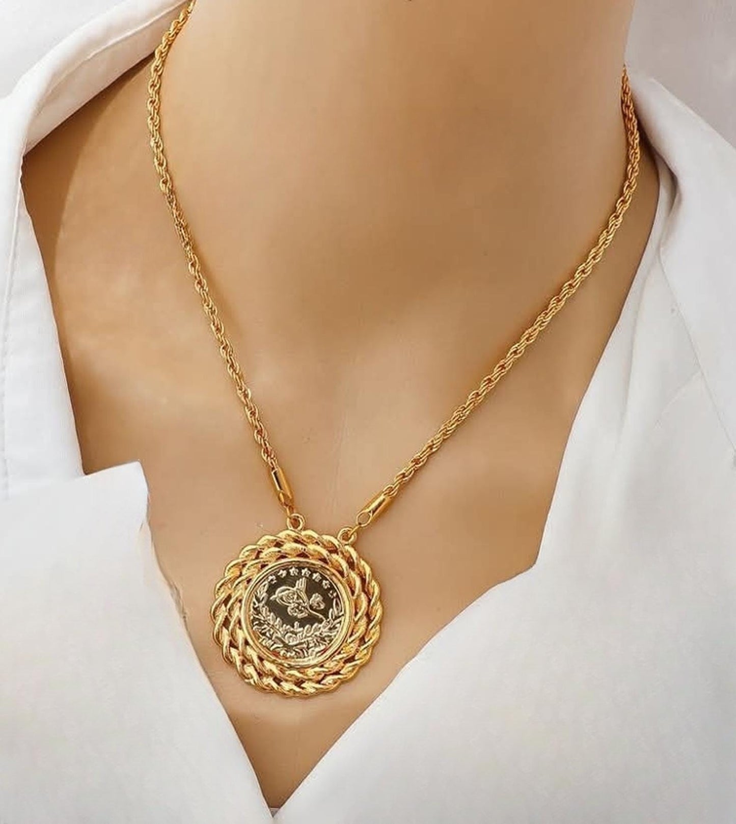 Ottoman Coin Gold Plated Jewelry Set Vintage Gift