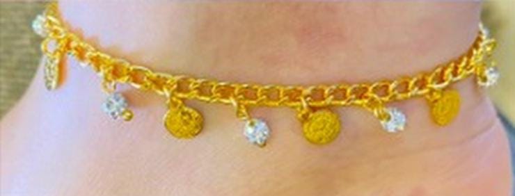 Gold-Plated Anklet Set – Adjustable Coin, Pearl & Crystal Charms Foot Jewelry