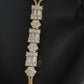 Elegant Baguette Crystal Gold Hand Harness • Sparkling Slave Bracelet Ring