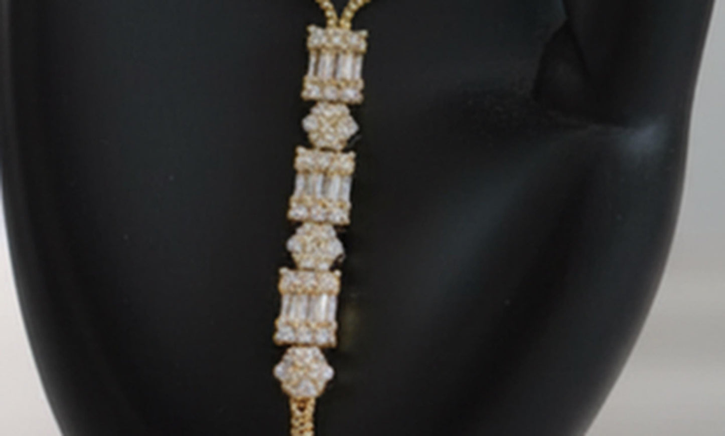 Elegant Baguette Crystal Gold Hand Harness • Sparkling Slave Bracelet Ring