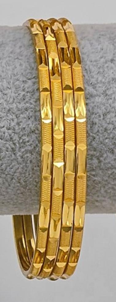 Gold Plated Bangle Bracelet Set Textured Stackable Jewelry