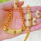 Gold-Plated Greek Key Jewelry Set: Pave Crystal Necklace, Bracelet, Earrings & Ring