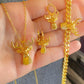 Gold-Plated Deer Jewelry Set – Animal Inspired Necklace, Earrings & Bracelet with CZ Stones