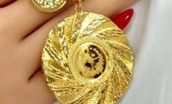 Gold Plated Coin Necklace Statement Medallion Jewelry